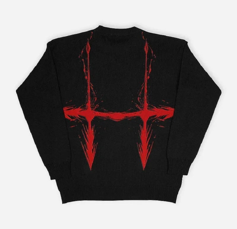 Hip-Hop Street Gothic Wool Vintage Pullover Knitted Punk Style Sweater