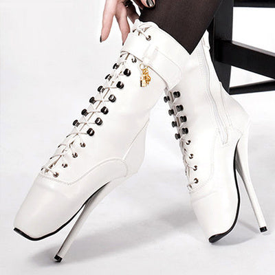 Ballet Stiletto Heels Lace-up Ankle Boots