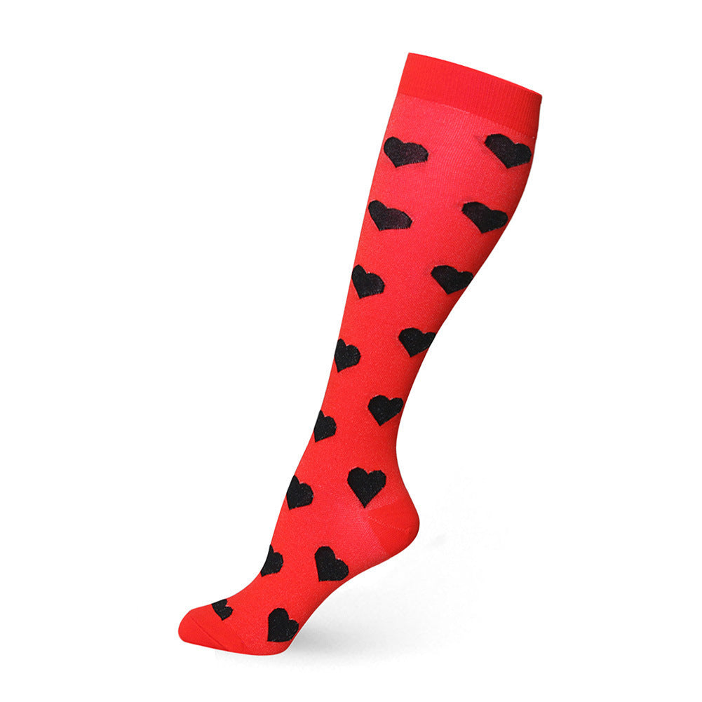 Streetwear Women Harajuku Punk Black Red Polka Dot   Love Heart Slim Cotton Long Socks Gothic Lolita