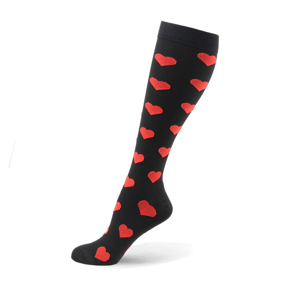 Streetwear Women Harajuku Punk Black Red Polka Dot   Love Heart Slim Cotton Long Socks Gothic Lolita