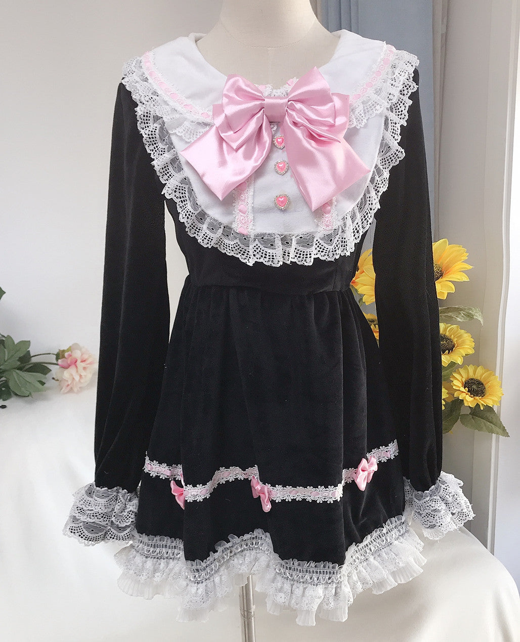 Sweet Lace Edge Lolita Tea Party Lolita Cute Thin Girl Heart French Palace Dress