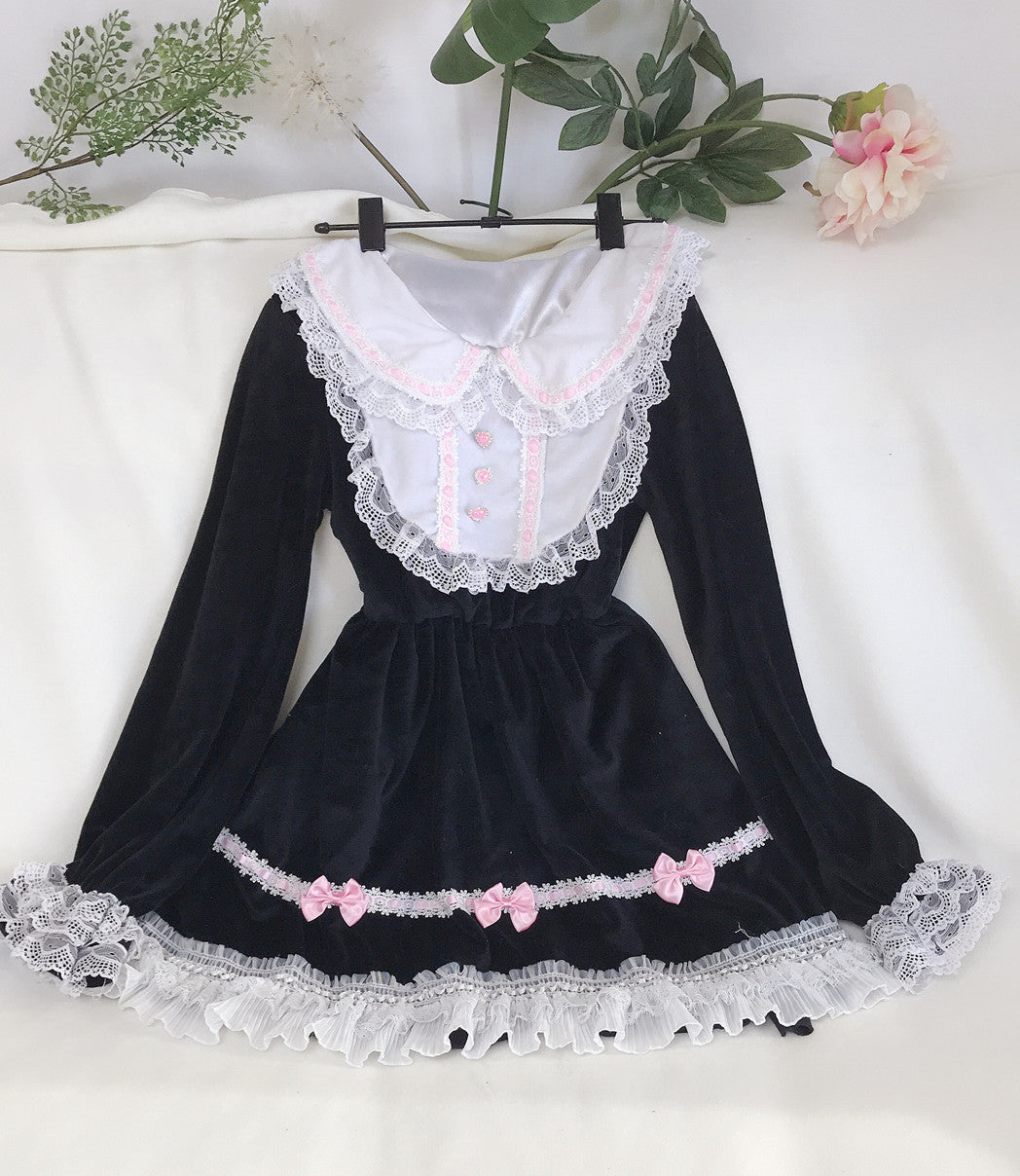 Sweet Lace Edge Lolita Tea Party Lolita Cute Thin Girl Heart French Palace Dress