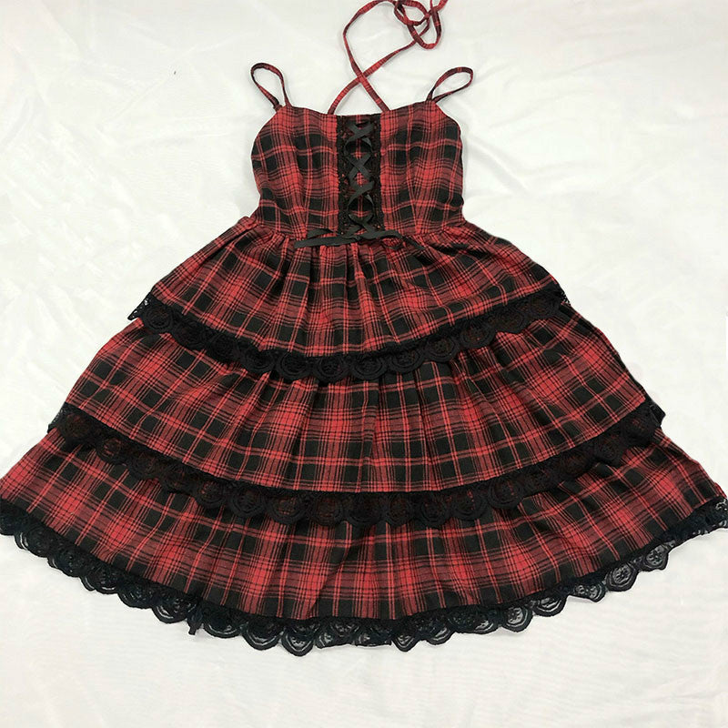 Red plaid Lolita dress