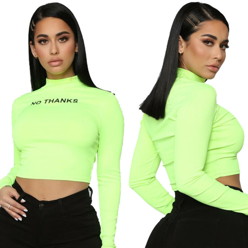 Neon Green Slim Print Long Sleeve