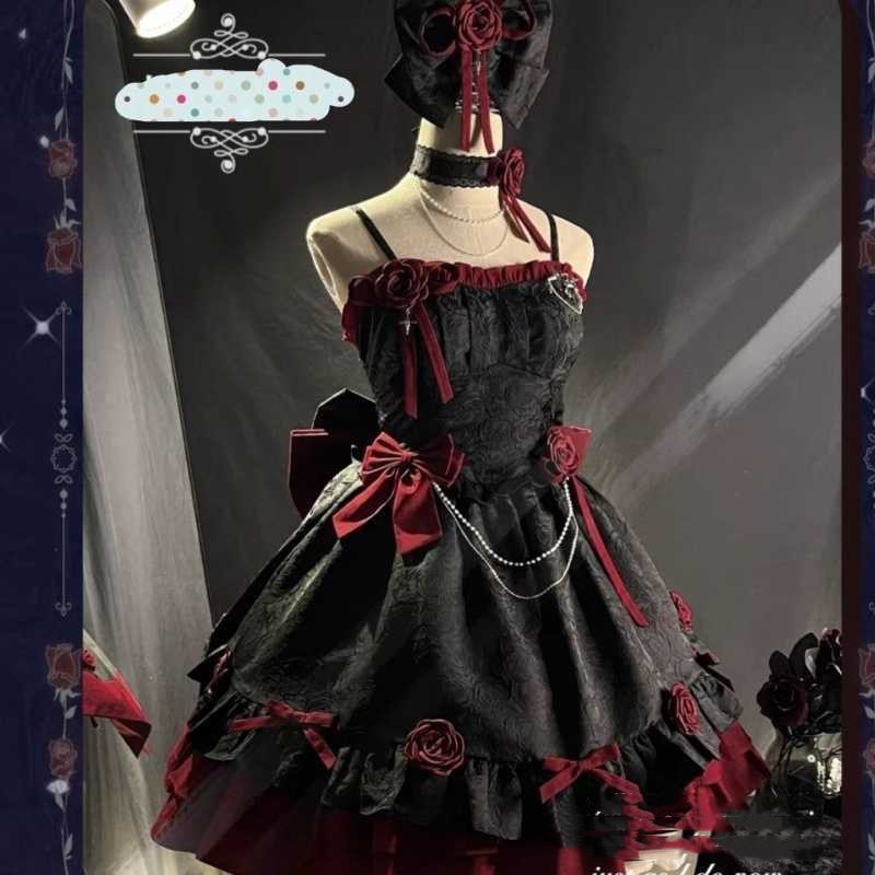 Robe à bretelles style Lolita pour femmes