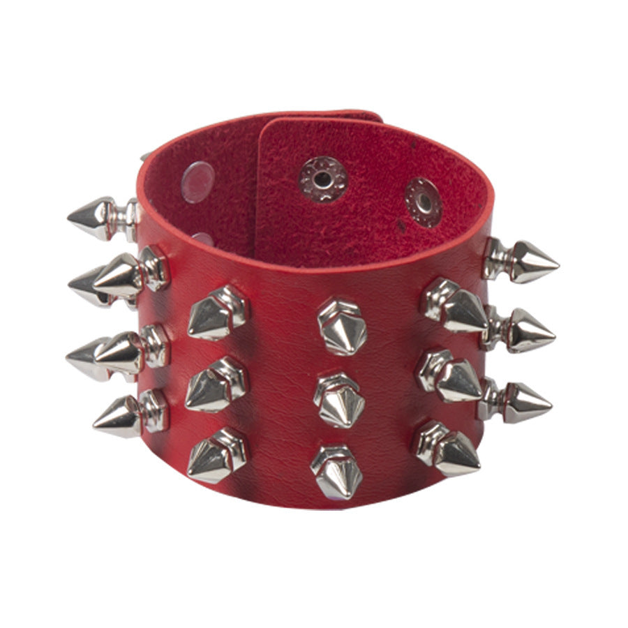 Bracelet Punk à rivets pointus exagérés Bracelet en cuir gothique