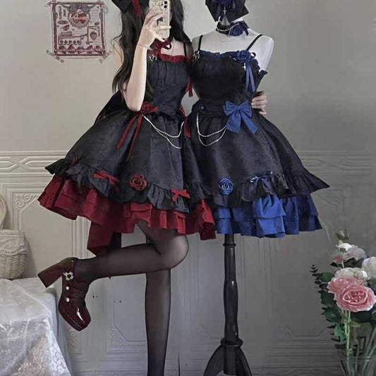 Robe à bretelles style Lolita pour femmes