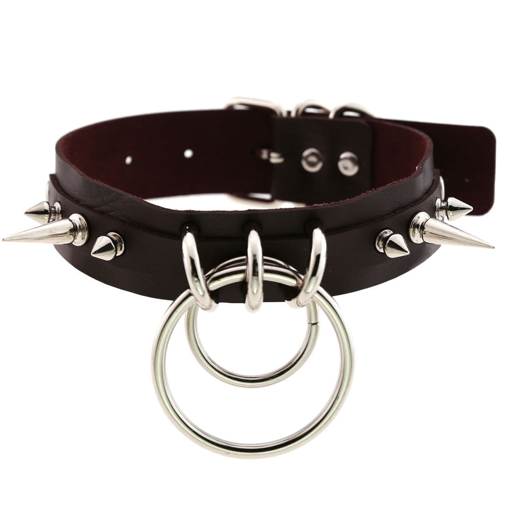 KMVEXO Punk Spike Metal Collar Girls Leather Harness Choker Necklace for Women Party Club Chockers Gothic Jewelry Harajuku