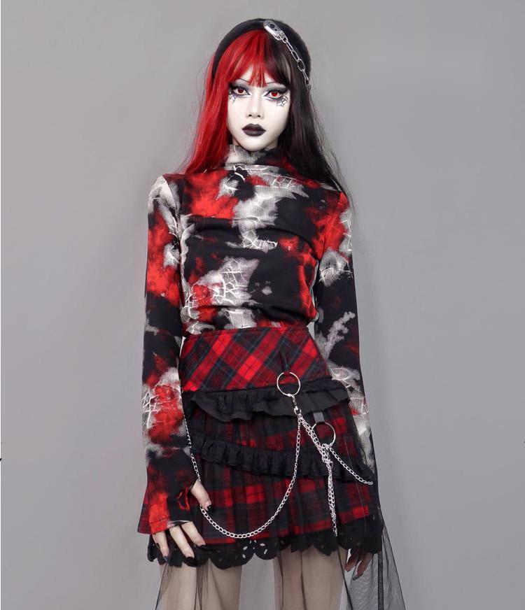 Women's Gloves Gothic Cobweb Dark Punk High Collar Base Shirt