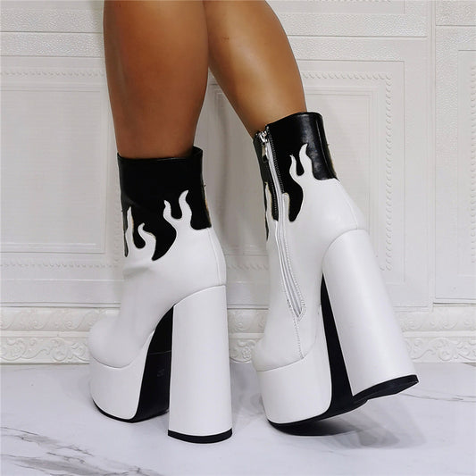 Bottes courtes gothiques à talons épais et à talons super hauts pour femmes, grande taille 47