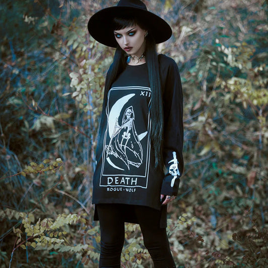 Gothic Dark Moon Round Neck Shirt