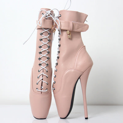 Ballet Stiletto Heels Lace-up Ankle Boots