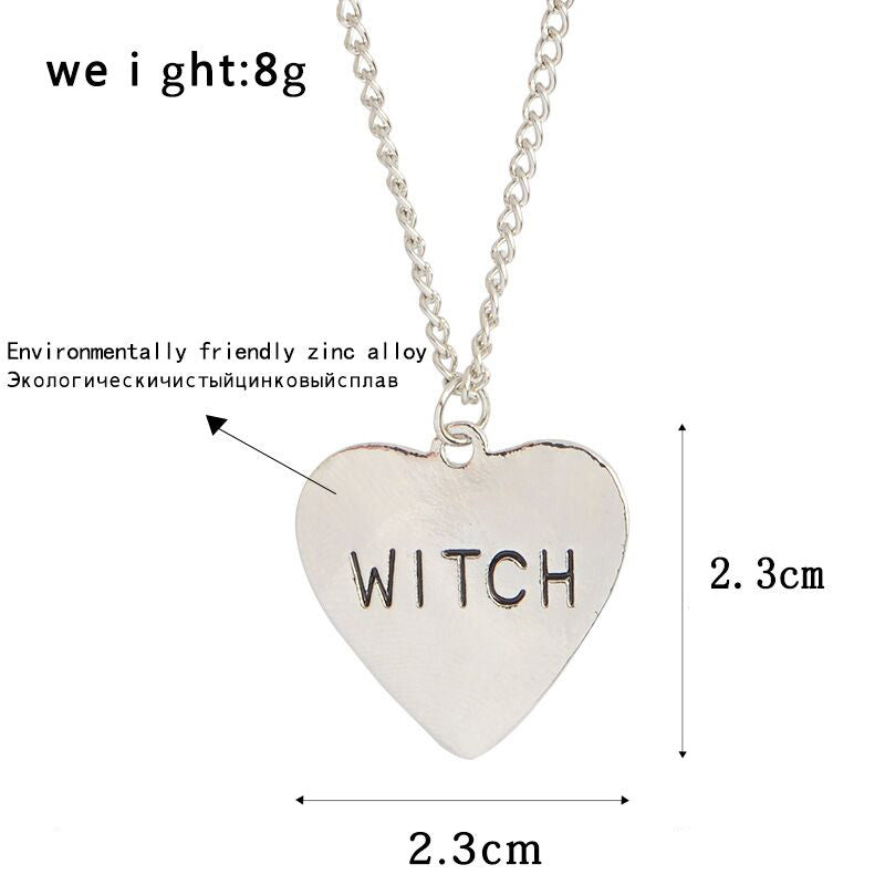 Collier gothique punk sorcière coeur bijoux cadeaux Halloween 