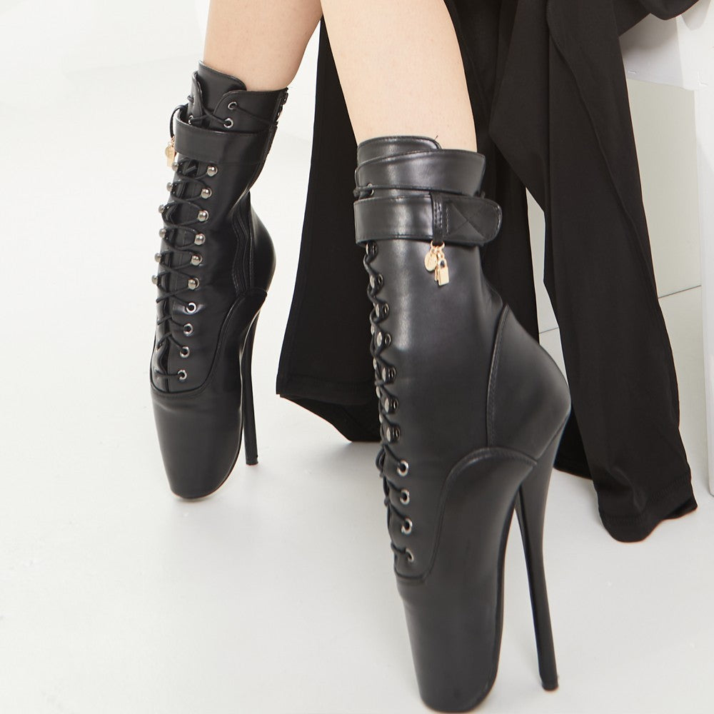 Ballet Stiletto Heels Lace-up Ankle Boots